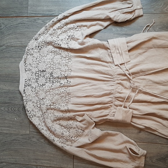 Ladies lace accent boho free people long sleeved synch waistband jumpsui… - Picture 14 of 17